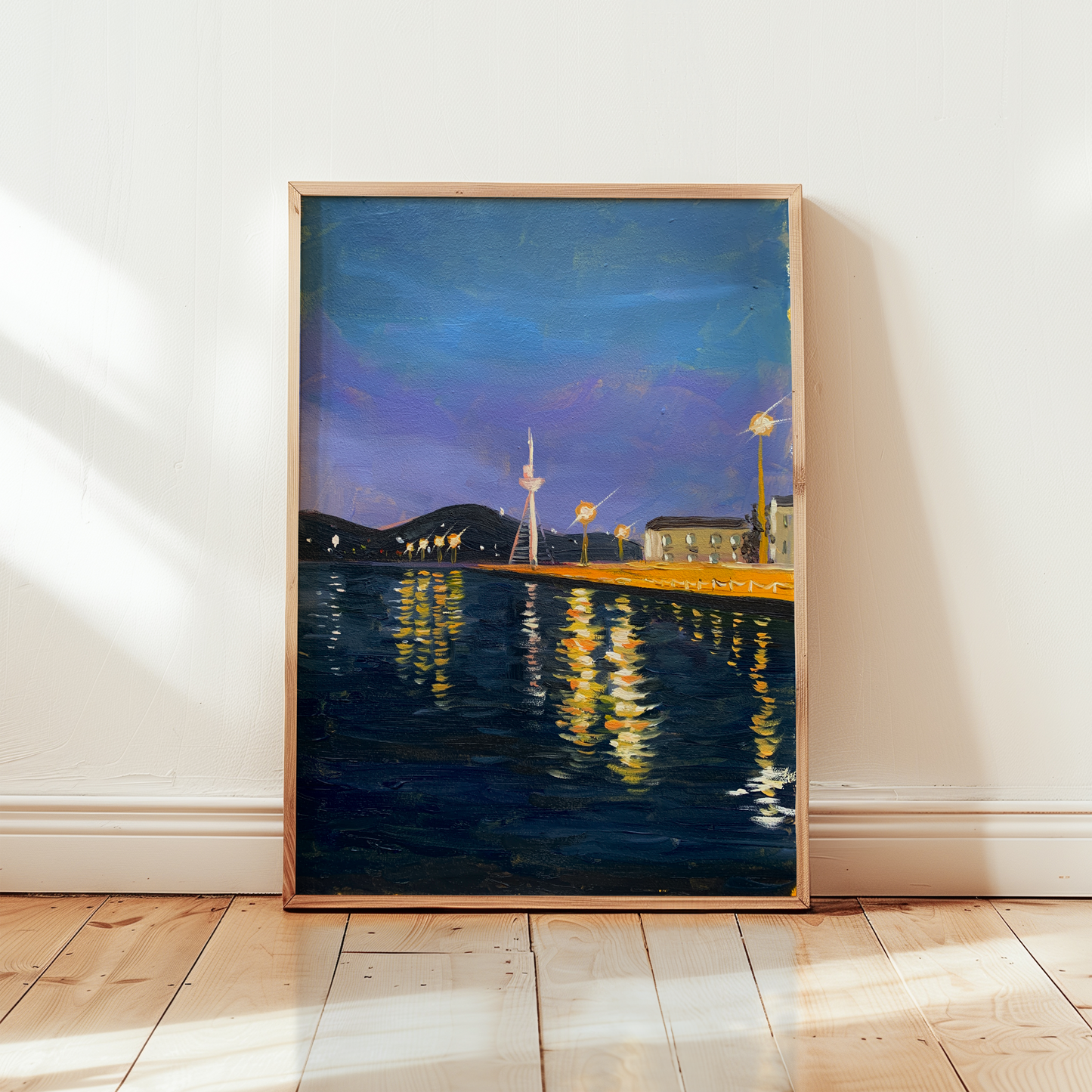 Büyükada Nights – Original Oil Painting (25x35 cm, Framed)