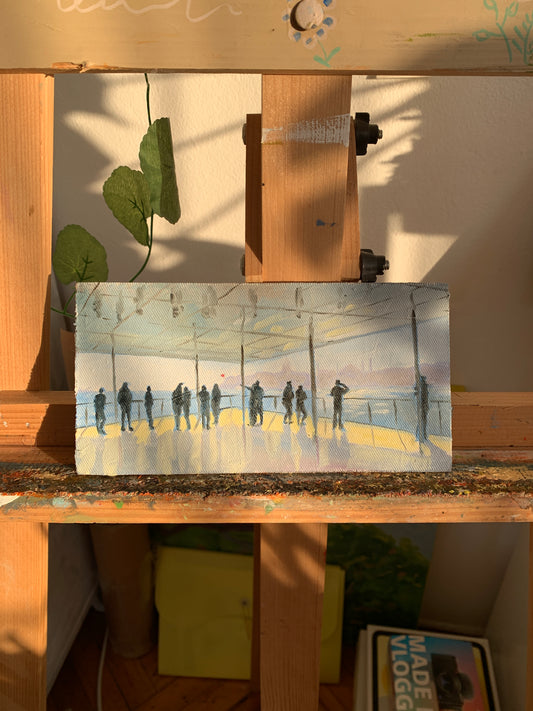 Istanbul View from Modern – Original Oil Painting (8x20 cm, Framed)