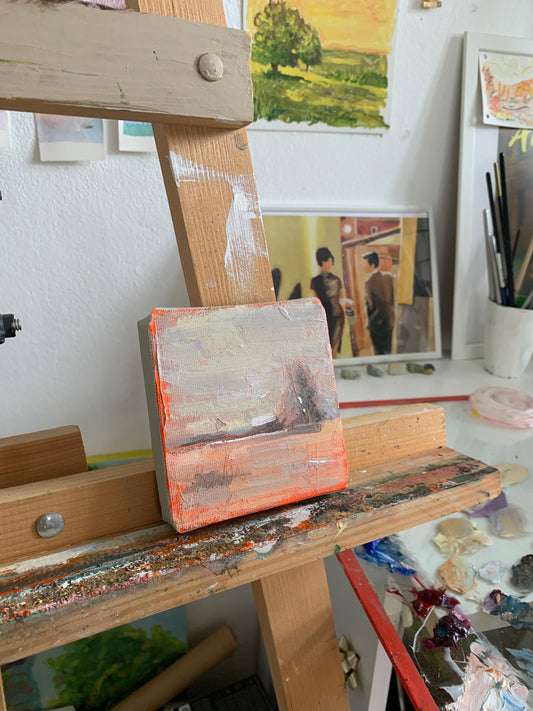 It's Over – Original Oil Painting Mini (10x10 cm, Framed)