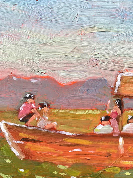 On Vacation – Original Oil Painting (25x35 cm, Framed)